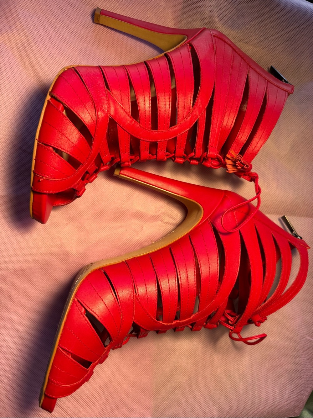 Vince Camuto Red Lace-Up Sandals